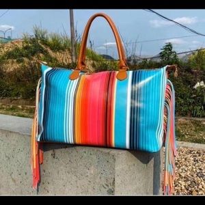 Serape Fringe Weekender Boutique Bag